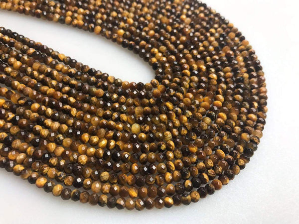 yellow Tiger's eye faceted rondelle beads 