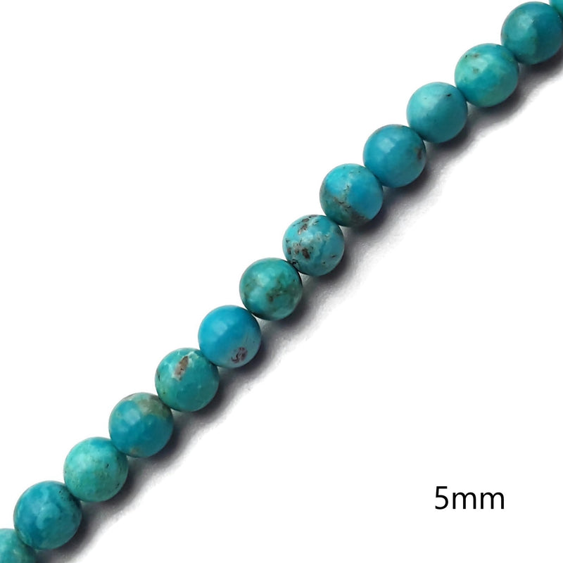 Genuine Natural Turquoise Smooth Round Beads 5mm 6mm 7mm 8mm 9mm 10mm 15.5" Strand