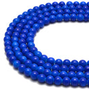 Dark Blue Color Glass Smooth Round Beads Size 8mm 15.5" Strand