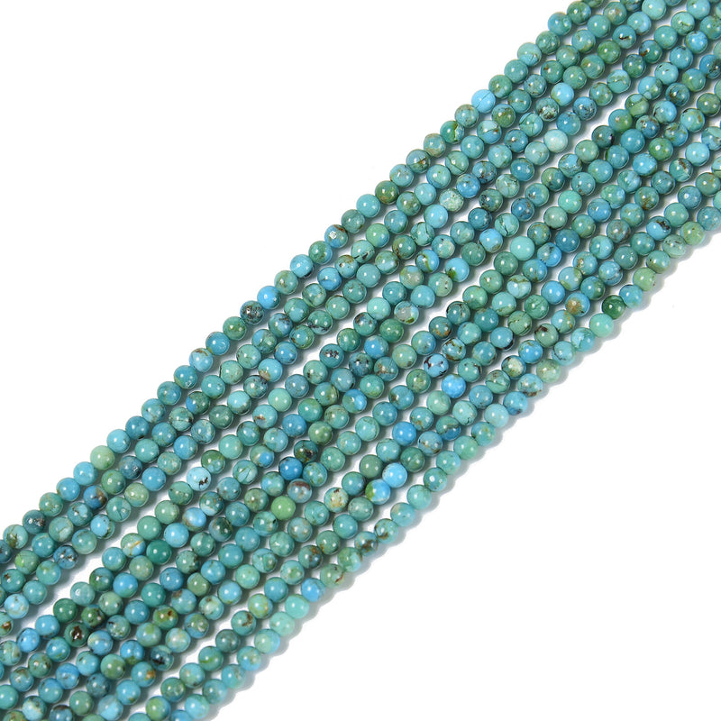 Natural Blue Turquoise Smooth Round Beads Size 2mm 3mm 15.5'' Strand