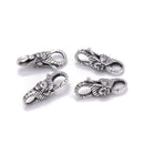 925 Sterling Silver Anti-Silver Color Skull Double Clasps 9x22mm 1 Pcs Per Bag