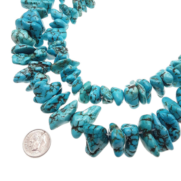 blue magnesite turquoise pebble nugget chunk beads