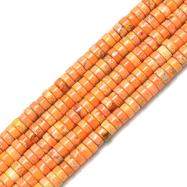 Orange Sea Sediment Jasper Heishi Rondelle Discs Beads Size 2x4mm 15.5'' per Strand