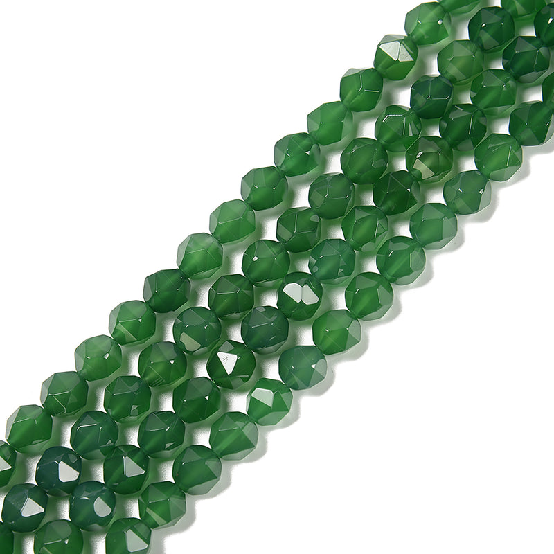 Green Agate Star Cut Beads Size 10mm 15.5'' Strand