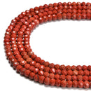 Natural Red Jasper Hard Cut Faceted Rondelle Beads Size 4x6mm 15.5'' Strand