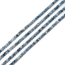 Natural Dark Blue Aquamarine Faceted Rondelle Beads Size 4x6mm 15.5'' Strand