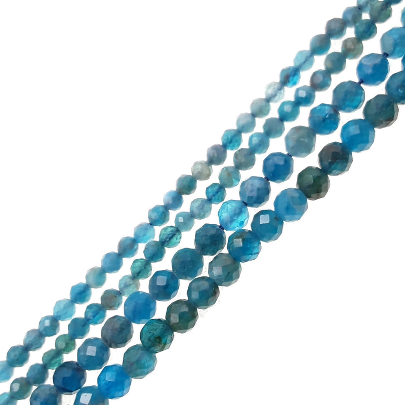 natural blue apatite faceted round beads