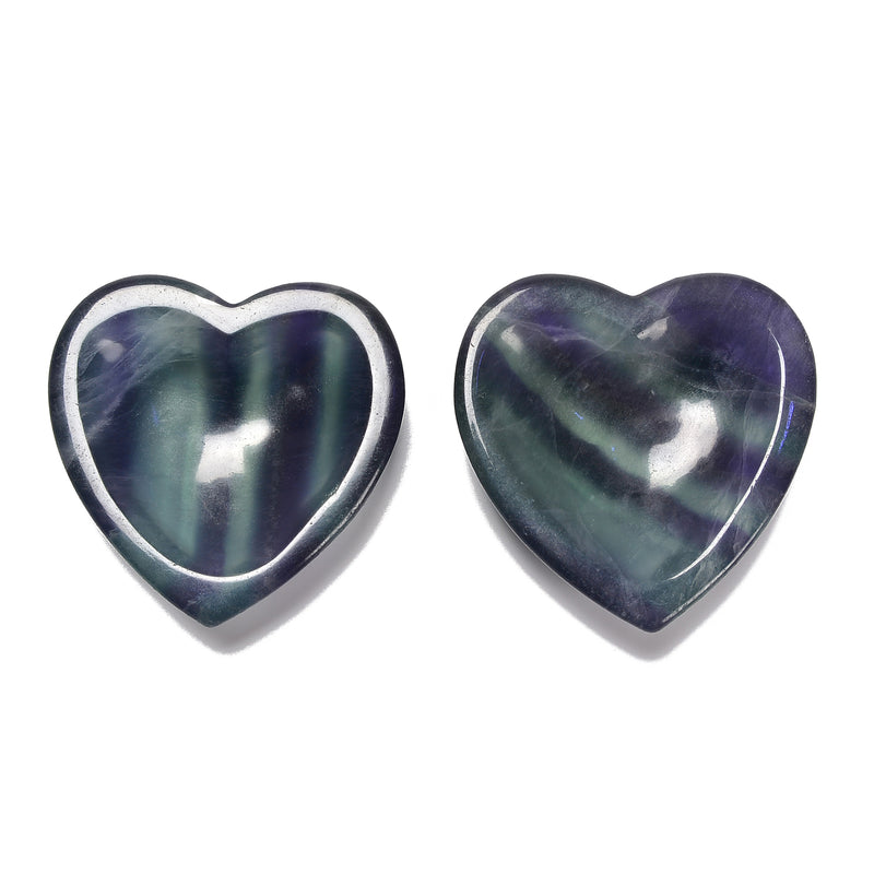 Natural Fluorite Heart Shape Bowl Size 80x85mm (Approx 3'') Sold Per Piece