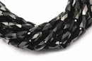 black crystal glass faceted rice beads 