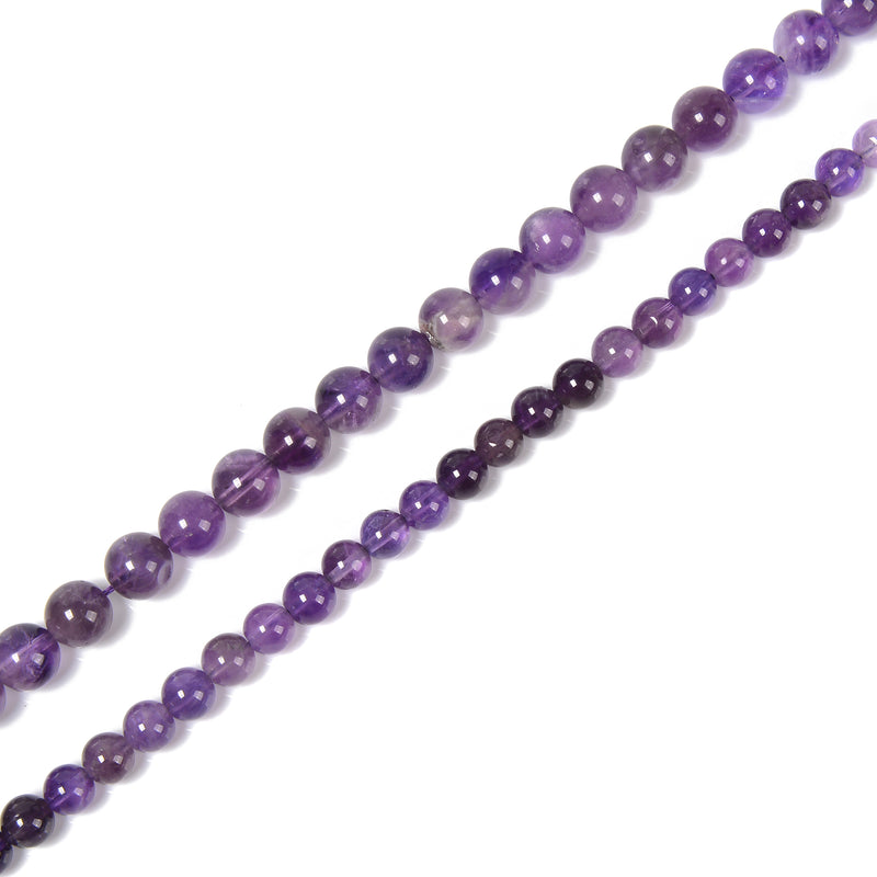 Natural Amethyst Smooth Round Beads Size 6mm 7mm 8mm 15.5'' Strand