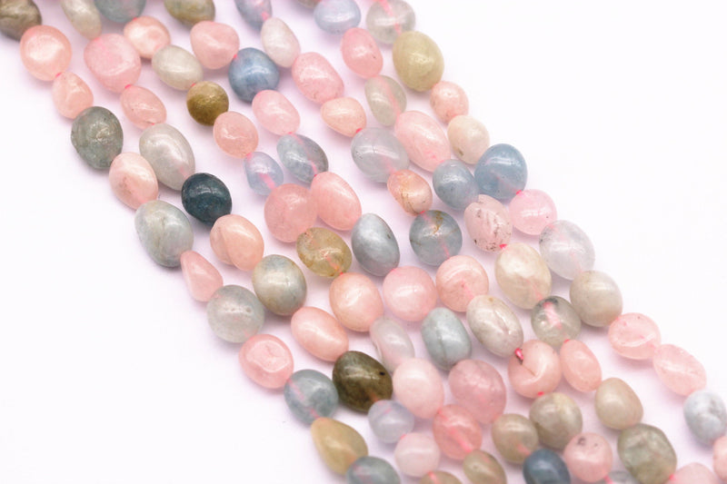 natural morganite pebble nugget beads