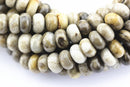 silver leaf jasper smooth rondelle beads