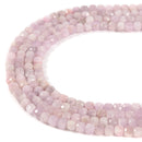 Natural Kunzite Faceted Cube Beads Size 4mm 15.5'' Strand