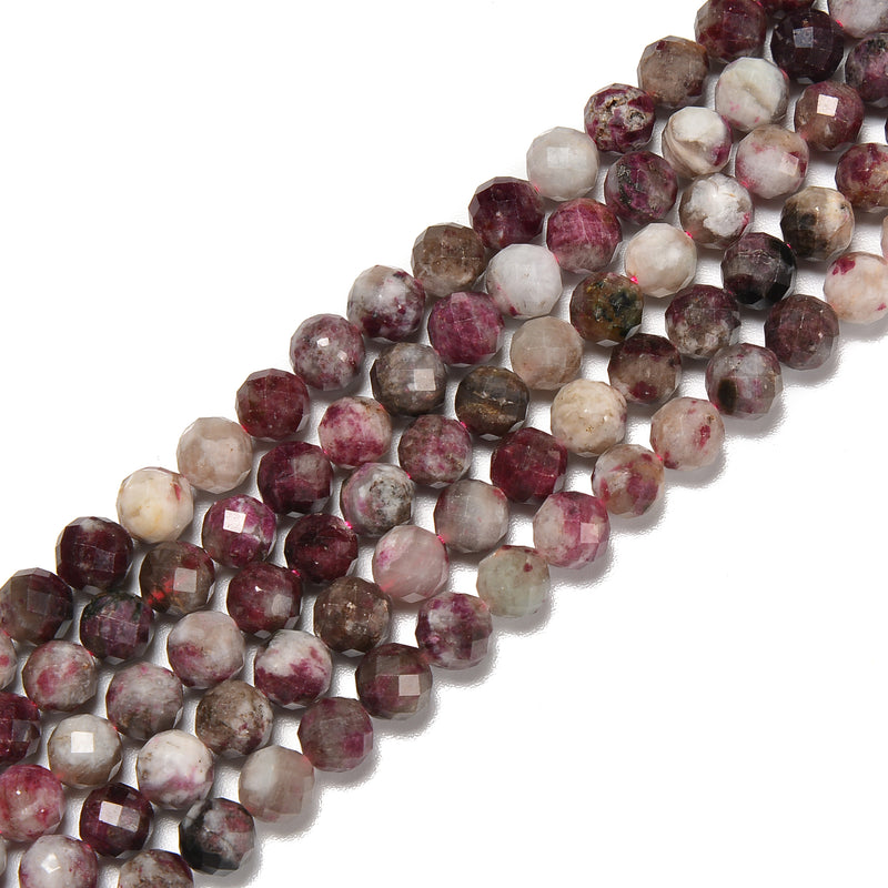 Natural Eudialyte Faceted Round Beads Size 8mm 15.5'' Strand