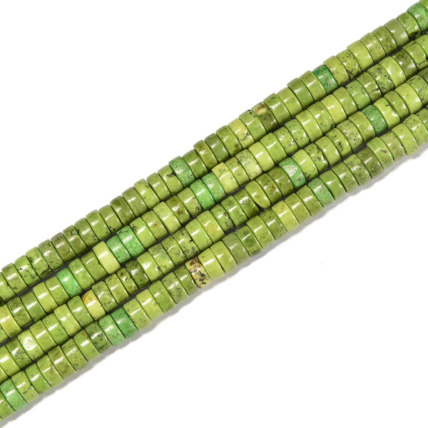 Green Howlite Turquise Heishi Disc Beads Size 2x4mm 3x6mm 15.5'' Strand