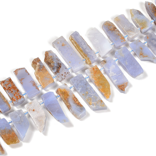 Blue Lace Agate Graduated Slab Stick Point Beads Size 10x25-12x45mm 15.5'' Str