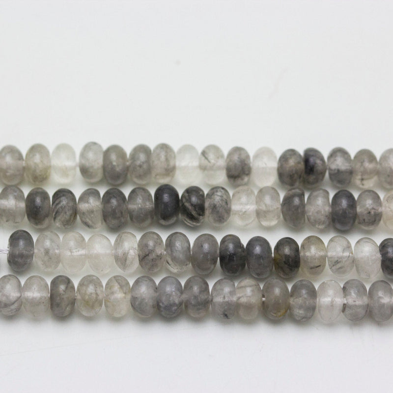 cloudy quartz smooth rondelle beads