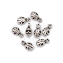 925 Sterling Silver Double Sided Skull Charm Pendant Size 9x17mm 2pcs per Bag