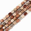 Multi Color Fossil Coral Rectangle Cuboid Shape Beads 8x10-8x12mm 15.5'' Strand