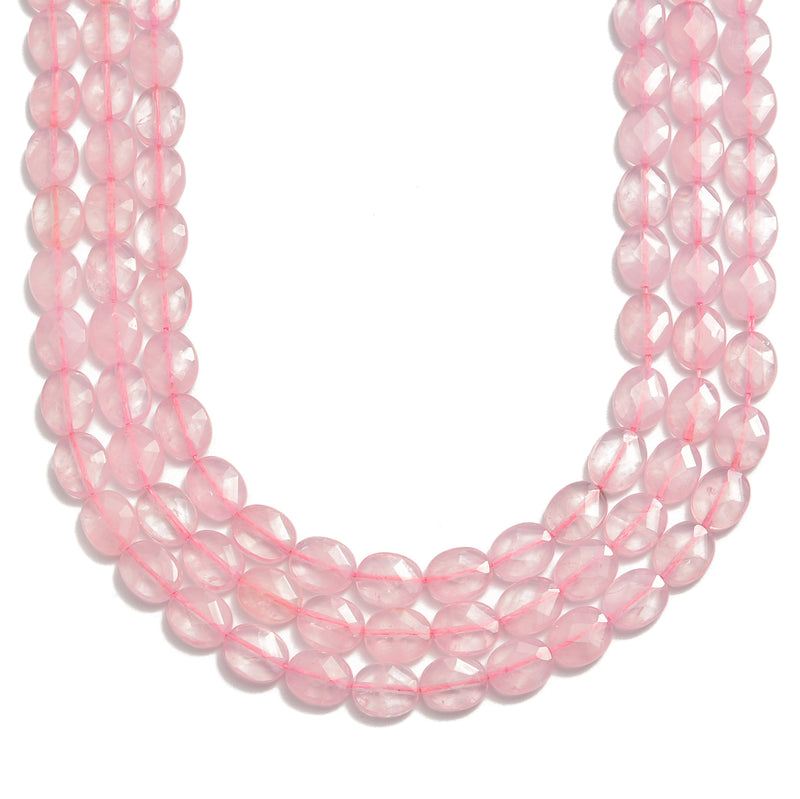 rose quartz faceted oval beads 