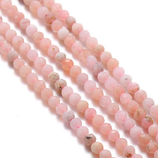 pink opal faceted round beads