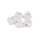 925 Sterling Silver Heart Shape Charm with Cubic Zirconia 9.5x10mm 3 PCS Per Bag