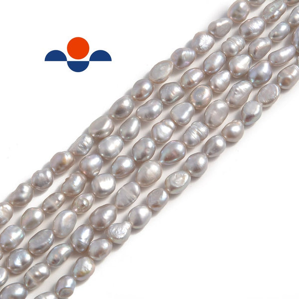 gray fresh water pearl side drill nugget beads