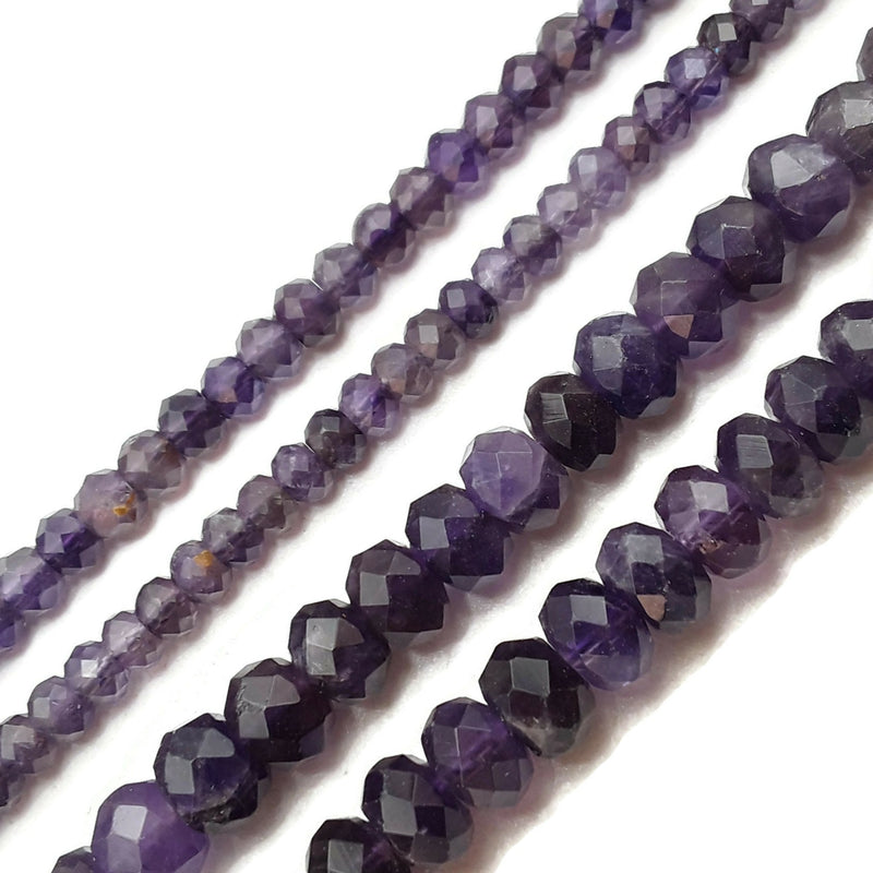 Natural Amethyst Faceted Rondelle Beads 4x6mm 5x8mm 15.5" Strand