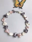 Shell Pearl Necklace Nugget Mix w/Pink Color Approx 22-28mm 17" Inches Long
