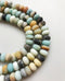 natural Multi-Color amazonite matte rondelle beads