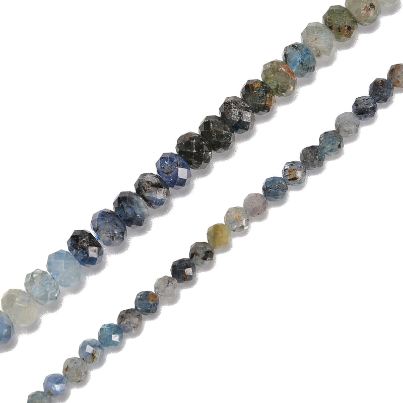 Gradient Natural Kyanite Faceted Rondelle Beads Size 4x6mm 15.5'' Strand