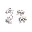 925 Sterling Anti-Silver Mother Son Dolphins Pendant Charm 10x13.5mm 3Pcs/Bag