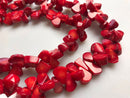 red bamboo coral teardrop beads