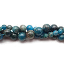 Natural Blue Apatite Smooth Round Size 6mm 8mm 10mm 12mm 15.5" Strand