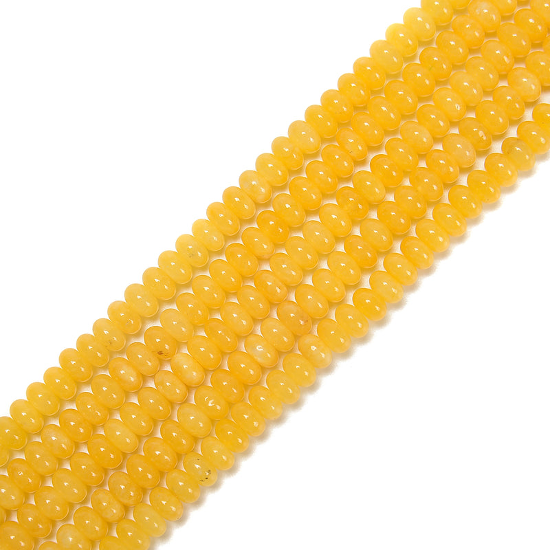 Yellow Color Dyed Jade Smooth Rondelle Beads Size 5x8mm 15.5'' Strand