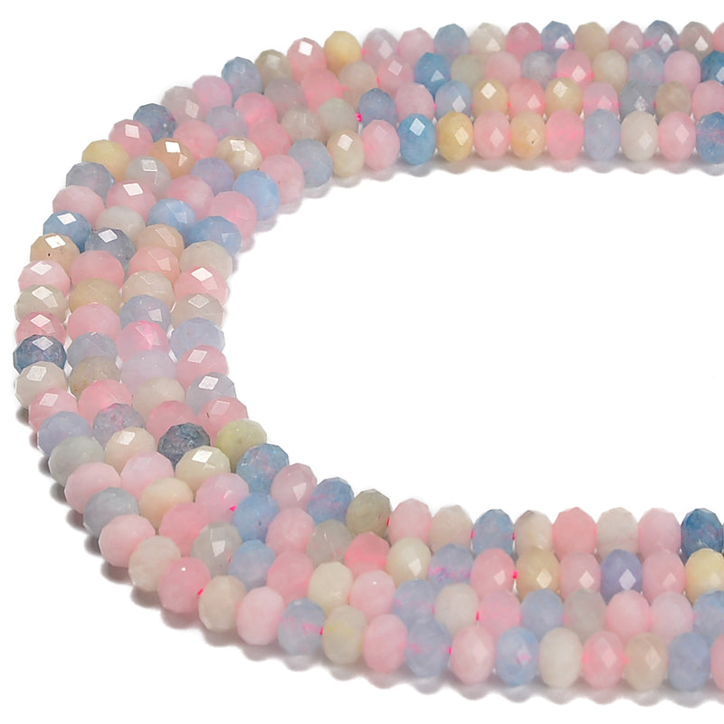 Natural Morganite Faceted Rondelle Beads Size 4x6mm 15.5'' Strand