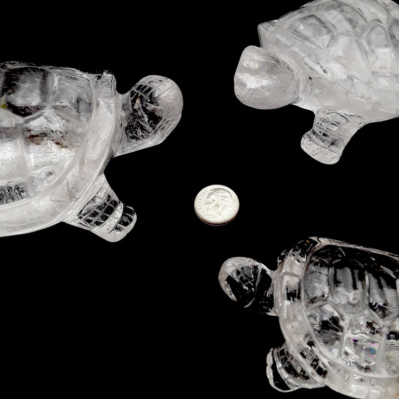 Clear Quartz Crystal Hand Carved Polished Gemstone Turtle Approx 4-5" Inches