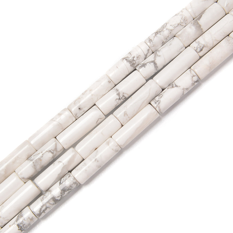 Natural Howlite Cylinder Tube Beads Size 4x13mm 15.5'' Strand