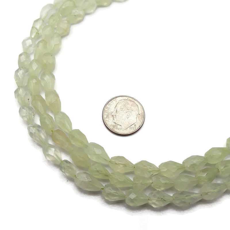 Prehnite Faceted Teardrop Shape Beads Size Approx 6x9mm 14" Strand