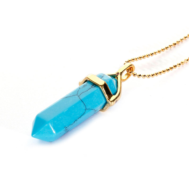 blue turquoise pendulum pendant healing point chain