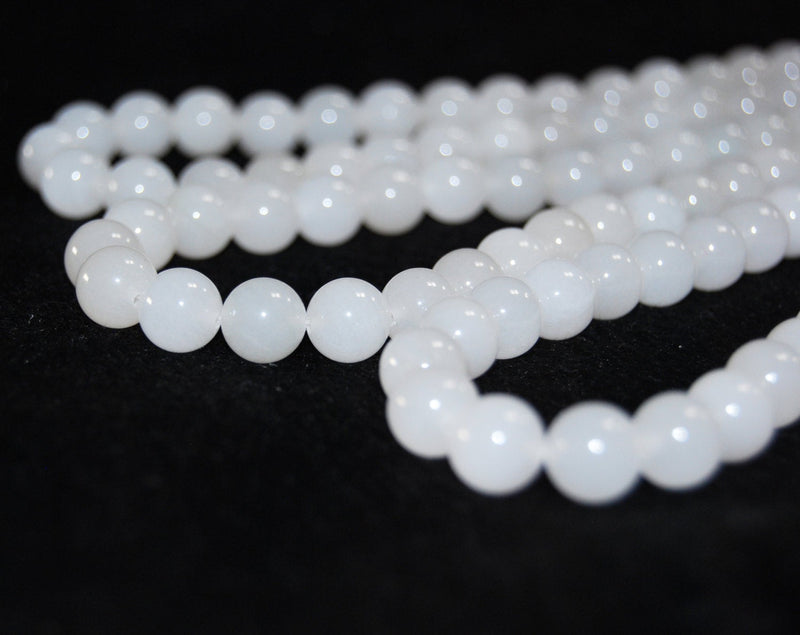 natural white jade smooth round beads 