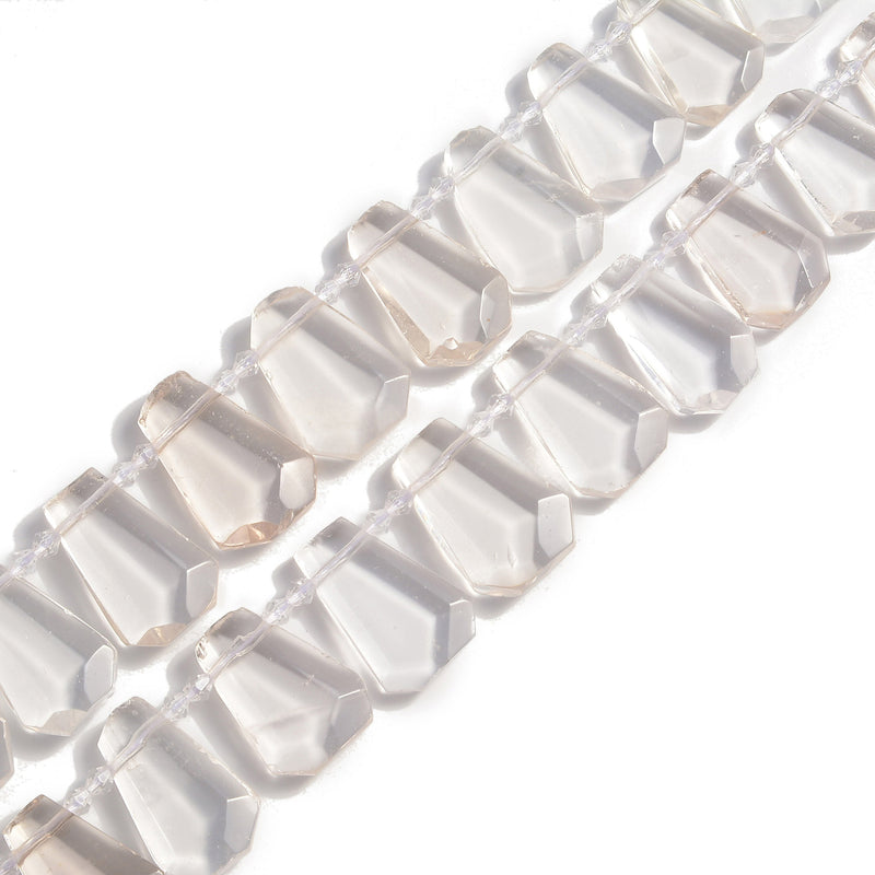 Clear Quartz Graduated Faceted Trapezoid Beads 15x20 to 18x27mm 15.5" Strand