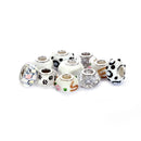 Mix Silver Plate White Theme Murano Lampwork European Glass Crystal Charms Beads