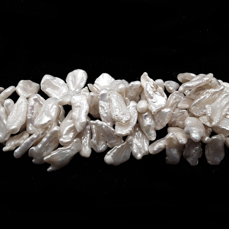 Fresh Water Pearl White Keshi Biwa Sticks Top Drilled Beads 15-20mm 14" Strand