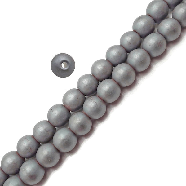 2.0mm Large Hole Silver Hematite Matte Round Beads 8mm 15.5" Strand