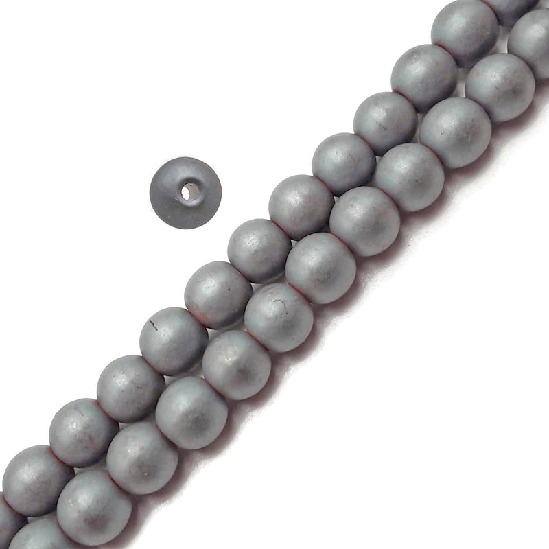 2.0mm Large Hole Silver Hematite Matte Round Beads 8mm 15.5" Strand
