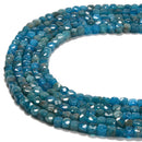 Natural Apatite Faceted Cube Beads Size 4mm 15.5" Strand
