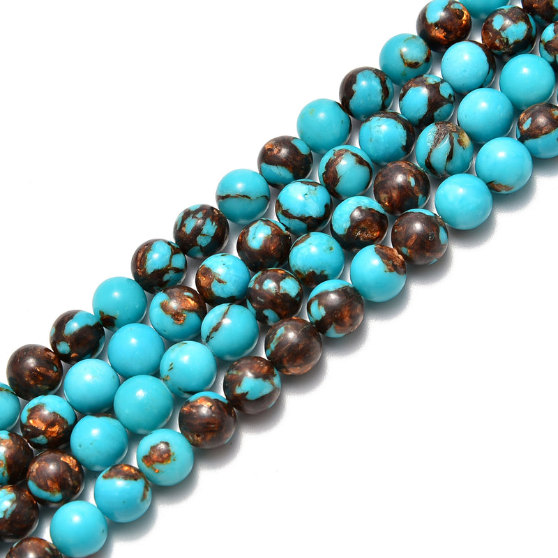 Bronzite Turquoise Smooth Round Beads 4mm 6mm 8mm 10mm 15.5" Strand