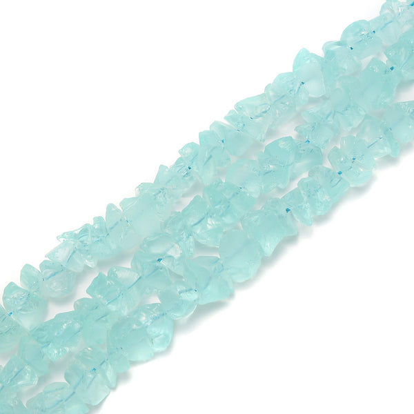 Blue Crystal Rough Nugget Chunks Center Drill Beads Approx 6x18mm 15.5" Strand