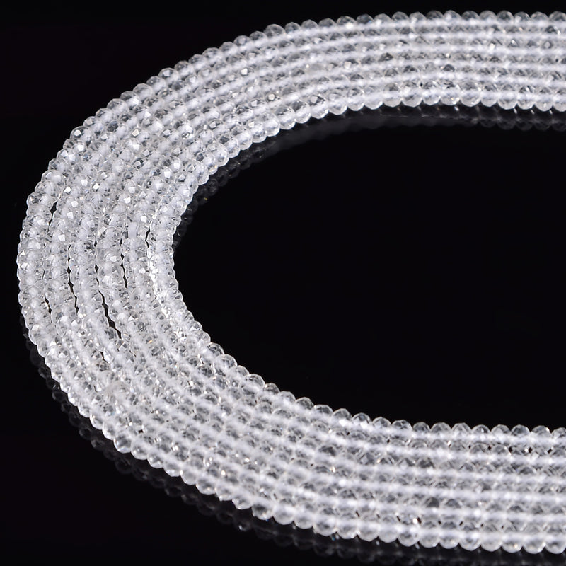 Natural Clear Quartz Faceted Rondelle Beads 2x3mm 3x6mm 4x6mm 6x8mm 15.5''Strand